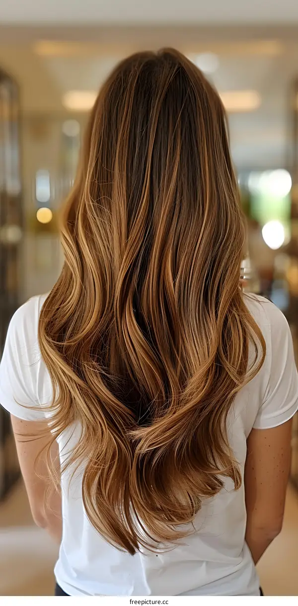 A woman with long brown hair