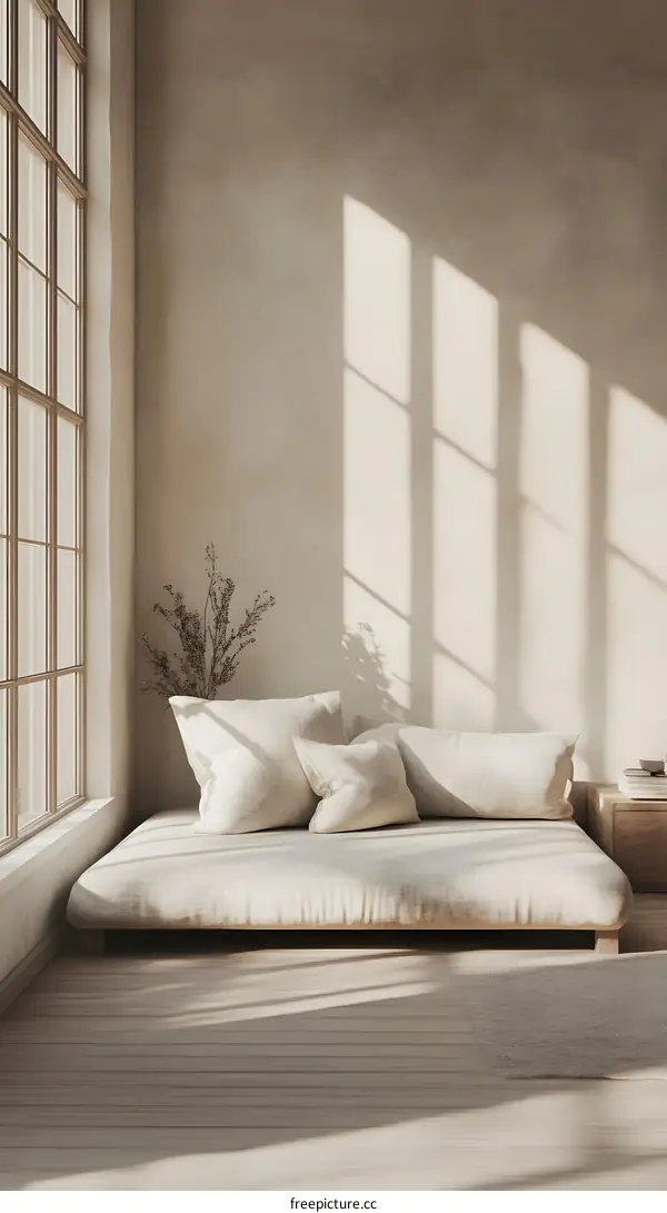 Minimalist Living Room with Light and Shadow