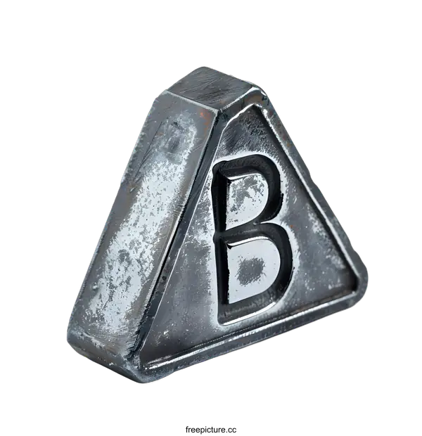 [Transparent Background PNG]Metal Letter B Triangle Shaped Object