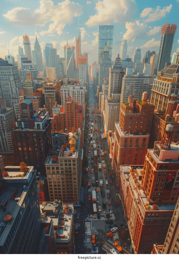 Aerial View of New York City Streets