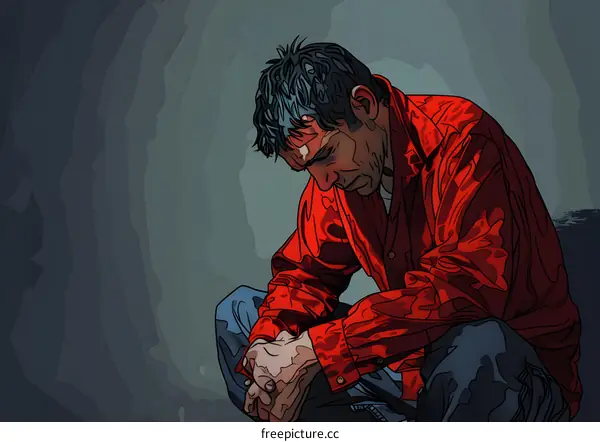 Man with head in hands