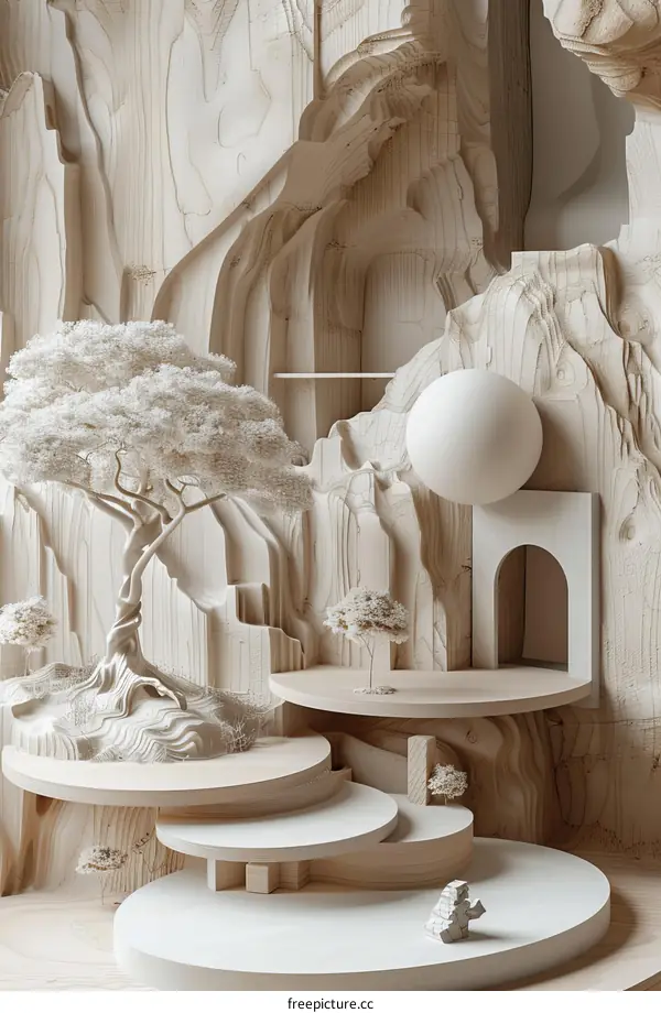 Abstract Wood Carving Landscape Design