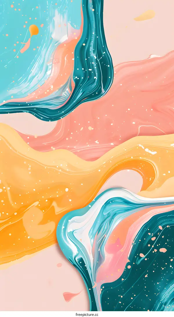 Abstract Liquid Art Background With Colorful Swirls