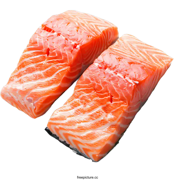 [Transparent Background PNG]Two pieces of fresh salmon on a white background
