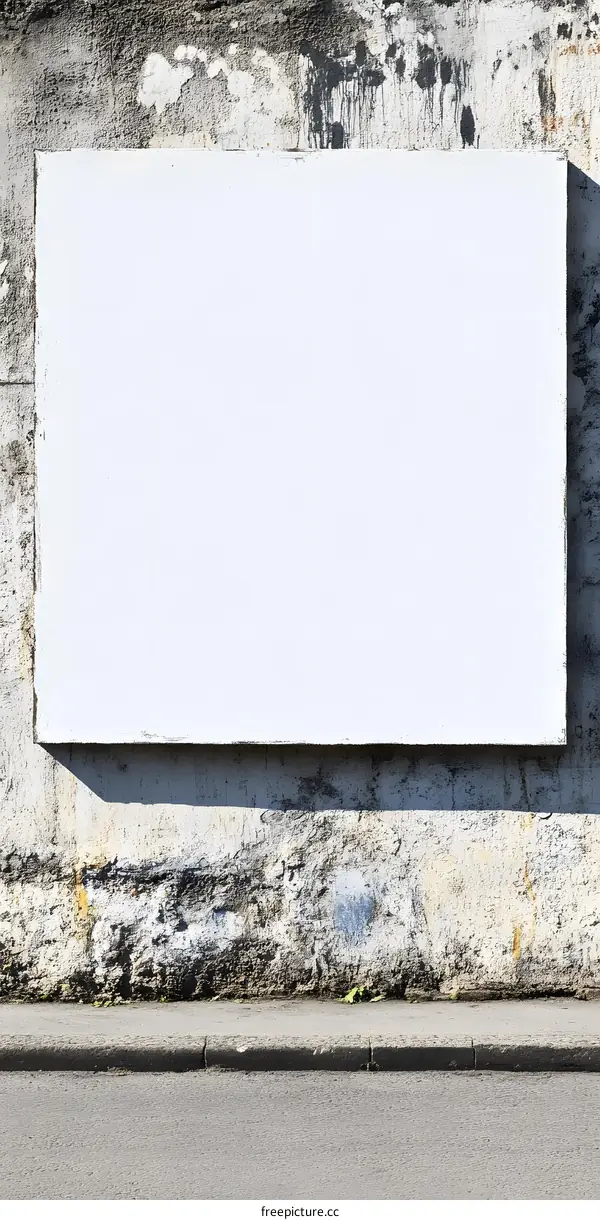 Blank White Billboard on Old Wall