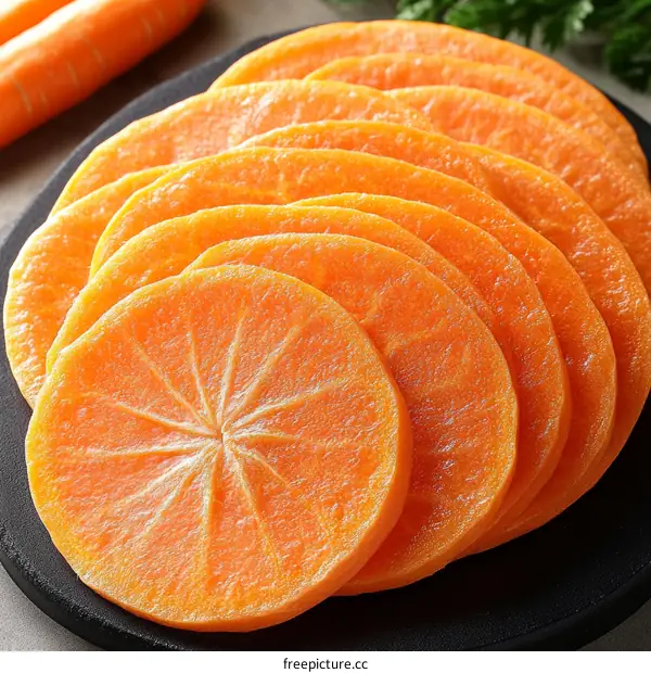 Sliced Persimmon Fruit Background