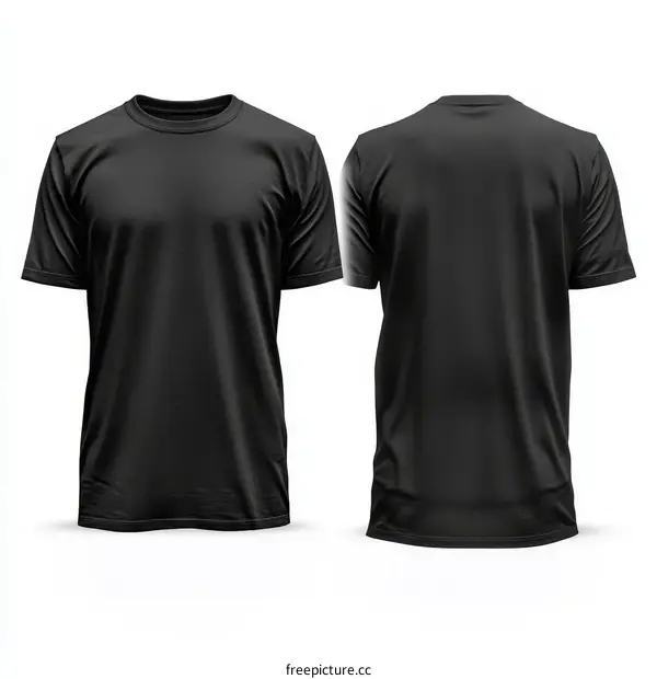 Blank Black T-Shirt Mockup Front and Back View
