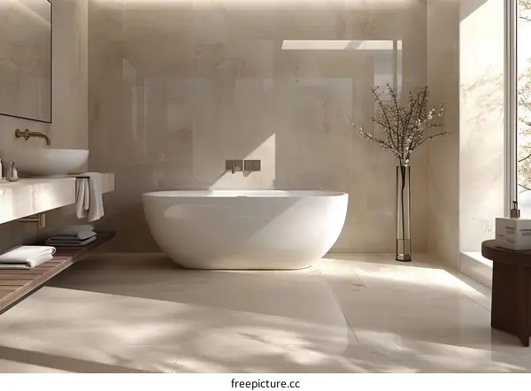 Modern Beige Marble Bathroom Design