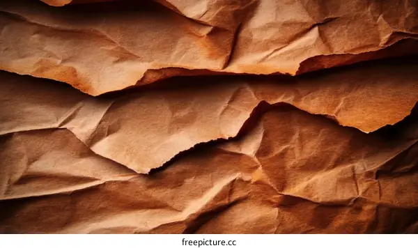 Textured Crinkled Brown Paper Background