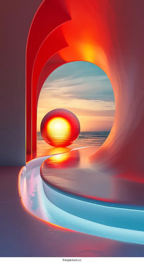 Abstract Sunset Through Architectural Tunnel