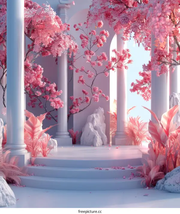 Elegant Pink Blossom Garden Gazebo