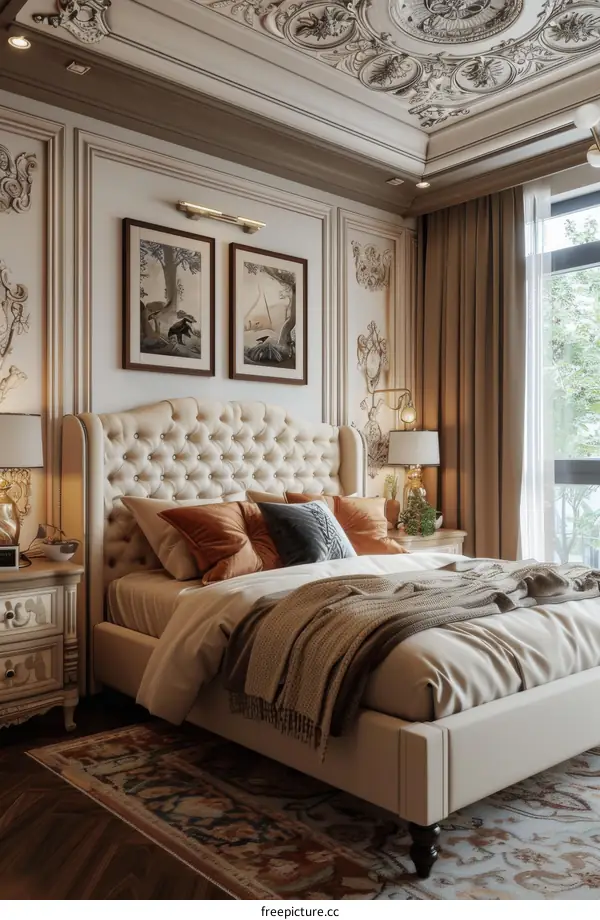 Elegant Beige Bedroom with Antique Style