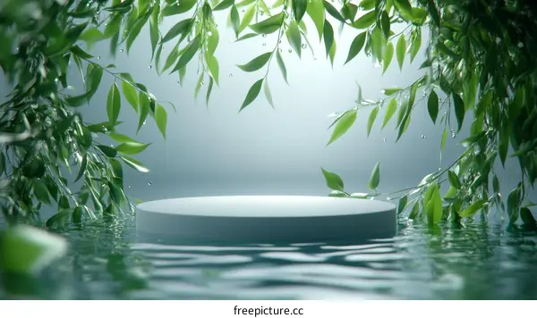 Elegant Green Nature Product Display Podium