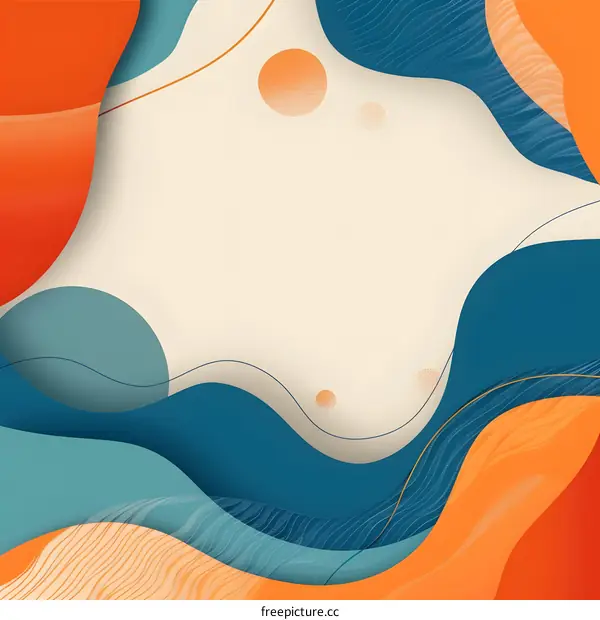 Abstract Wavy Shapes  Background with Orange and Blue Color