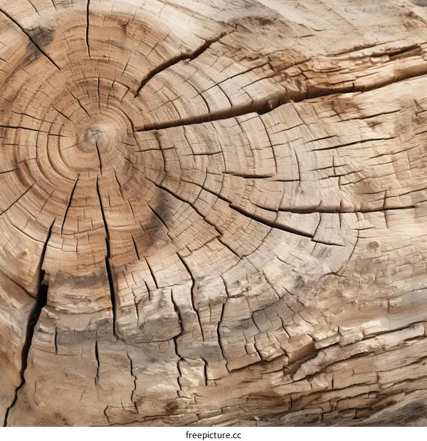 A wooden stump with a large crack in the center