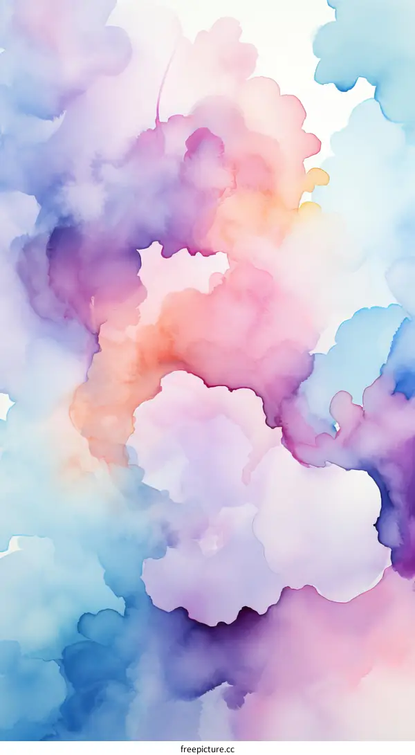 Colorful watercolor painting of clouds