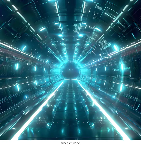 Futuristic Tunnel with Glowing Lights