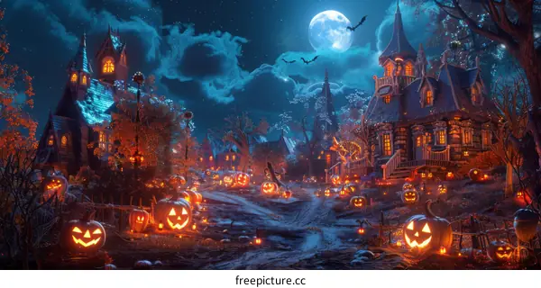 Halloween Pumpkin Village Scene