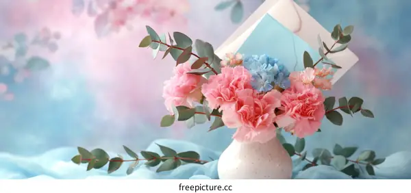 Delicate Pastel Flowers and Envelopes Arrangement
