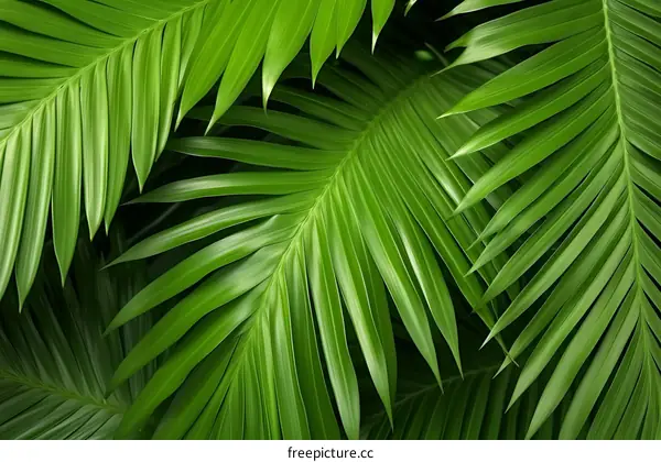 Green leaves of a palm tree