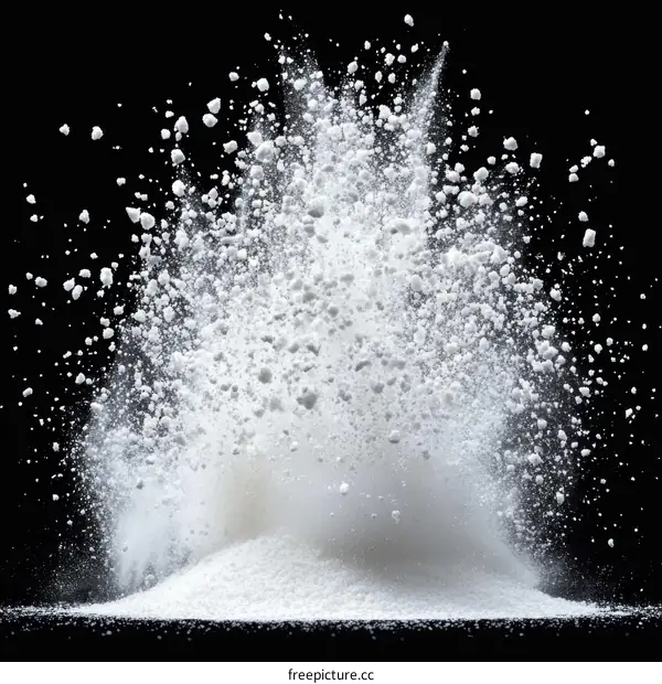 Flour Powder Explosion on Black Background
