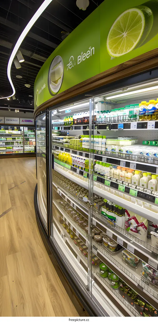 Refrigerated Display Case Filled With Products