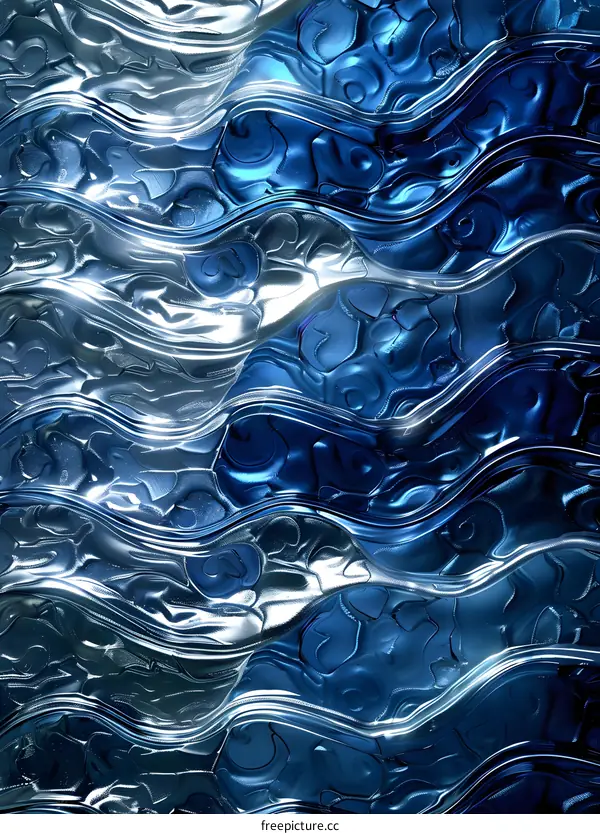 Abstract Blue And White Wavy Pattern