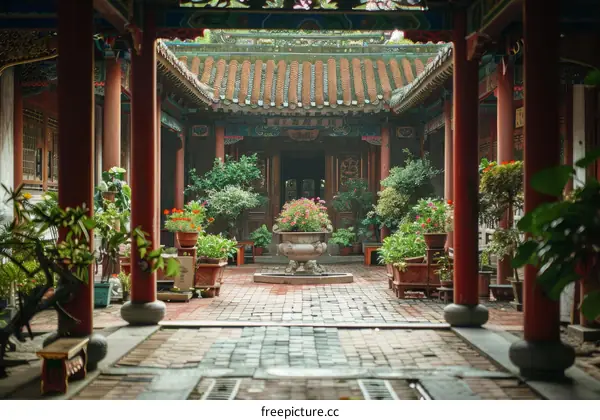 Courtyard with plants and flowers