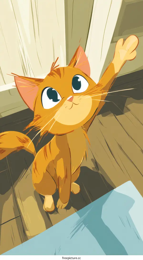 Adorable Orange Cat Reaching for Something