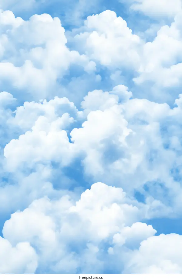 Seamless Blue Sky and Fluffy Clouds Pattern Background