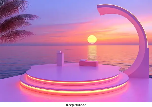 Pink Sunset Seaside Stage Design