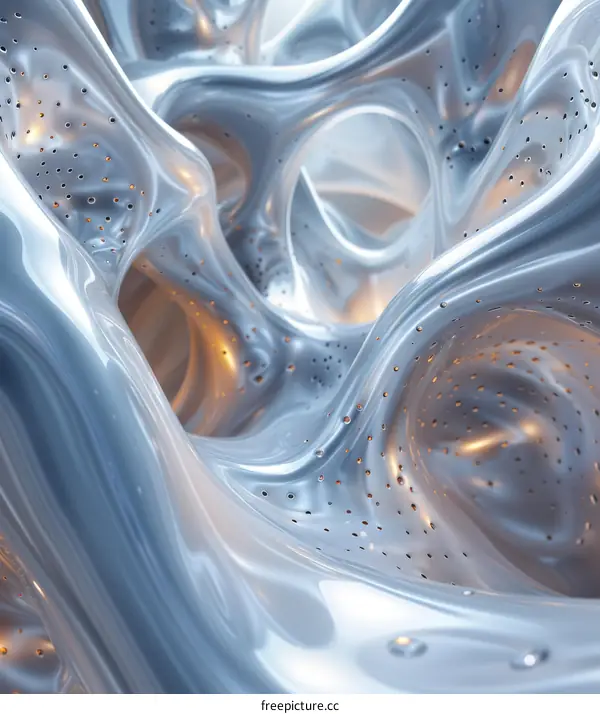 Abstract organic forms with a glossy surface and a lot of holes