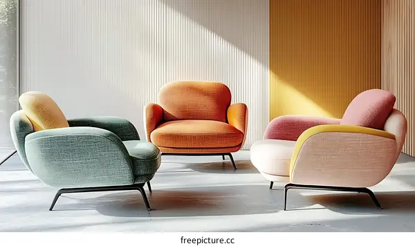 Colorful Modern Armchairs in a Stylish Living Room