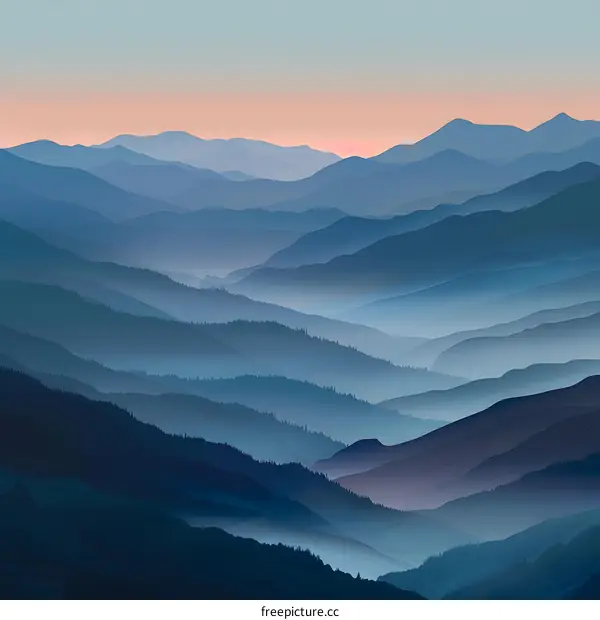 Layered Mountain Landscape Illustration