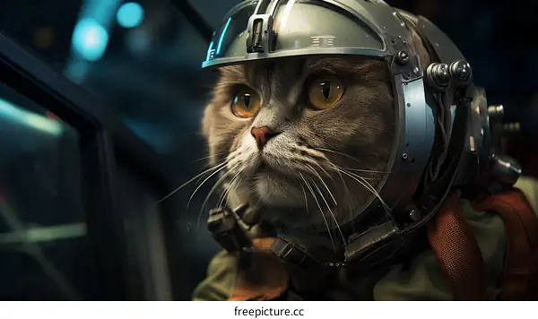 A cat wearing a space helmet