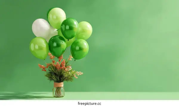 Celebration Bunch of Balloons and Flowers in a Vase
