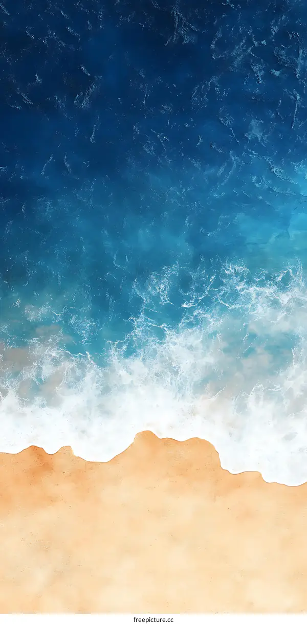 Aerial View of Blue Ocean and Sandy Beach