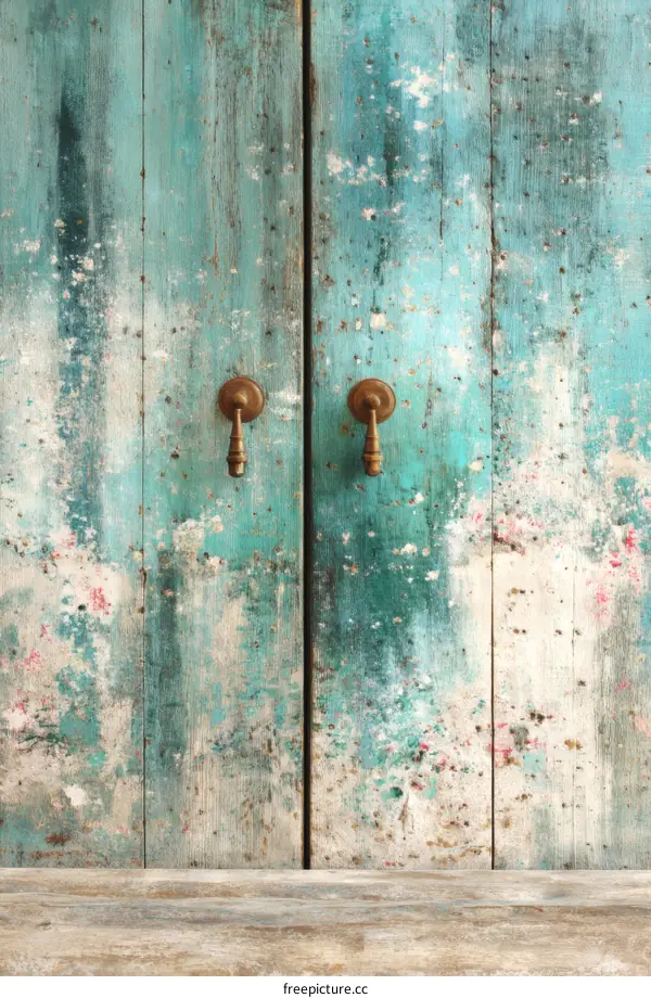 Vintage Teal Wooden Doors Background Image