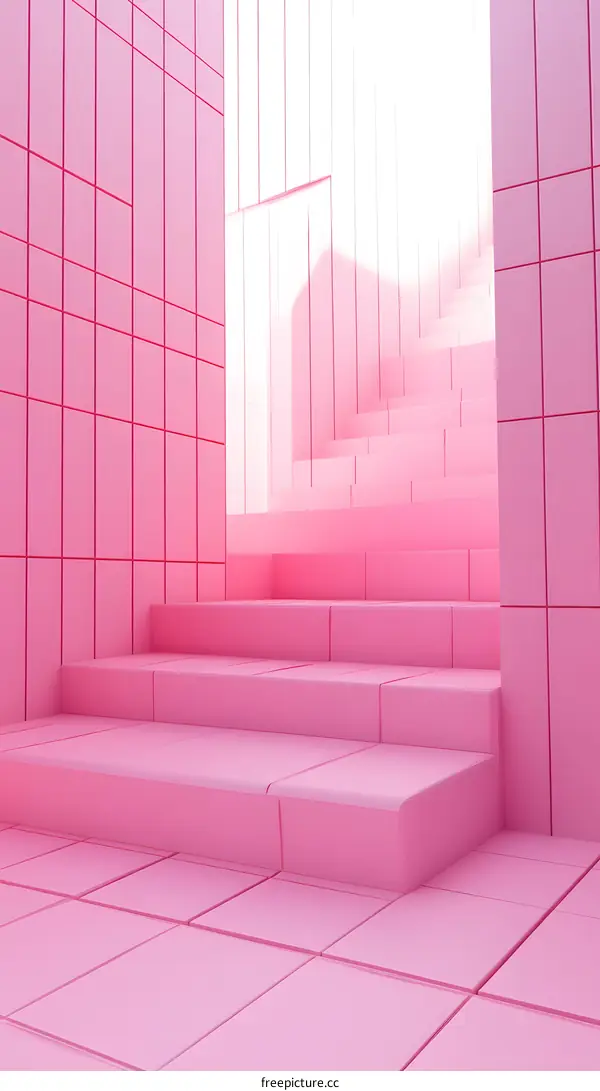 Pink Minimalist Staircase Design Interior