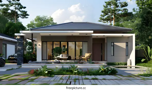 Modern Minimalist House Design With Green Garden