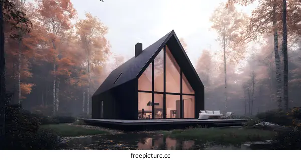 Modern Black Cabin In The Woods