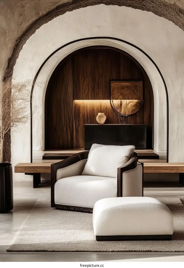 Modern Minimalist Living Room Design with Archways