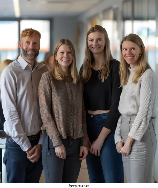 portrait of four people in a room