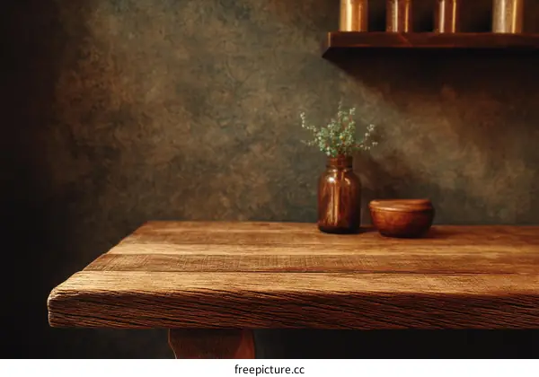 Rustic Wooden Table Top with Rustic Decor