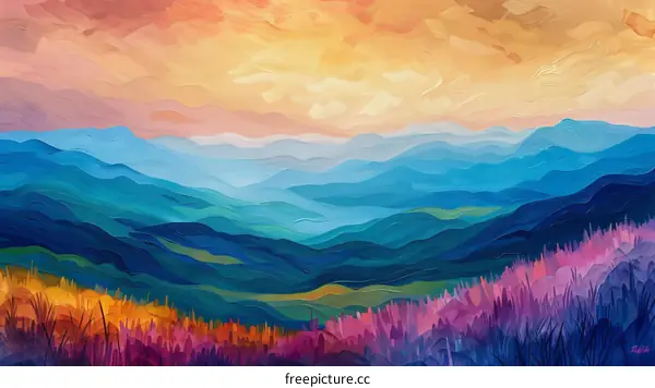 Colorful Mountain Landscape with Vibrant Nature