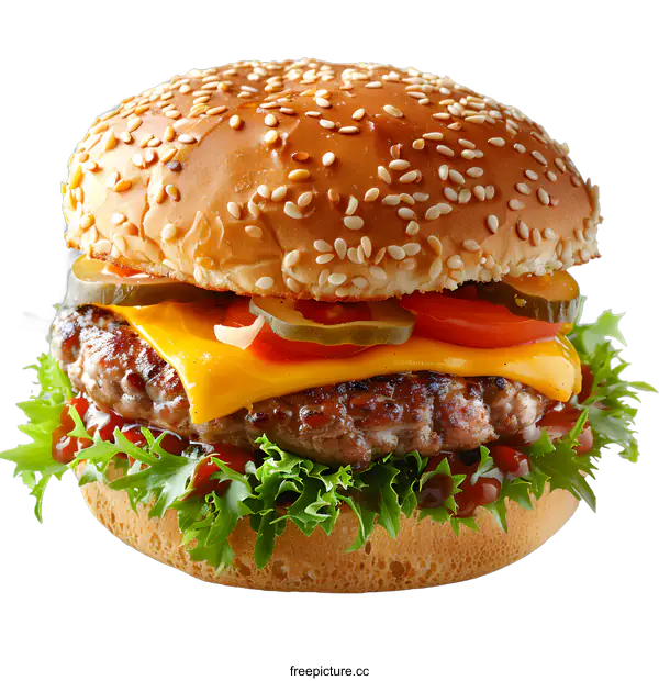 [Transparent Background PNG]Delicious Cheeseburger on White Background