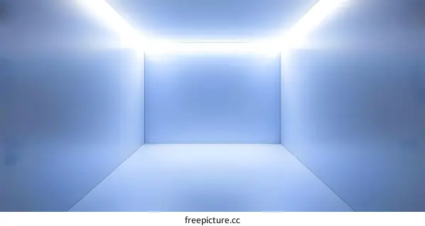 Empty Blue Room Interior Design With Bright Lighting
