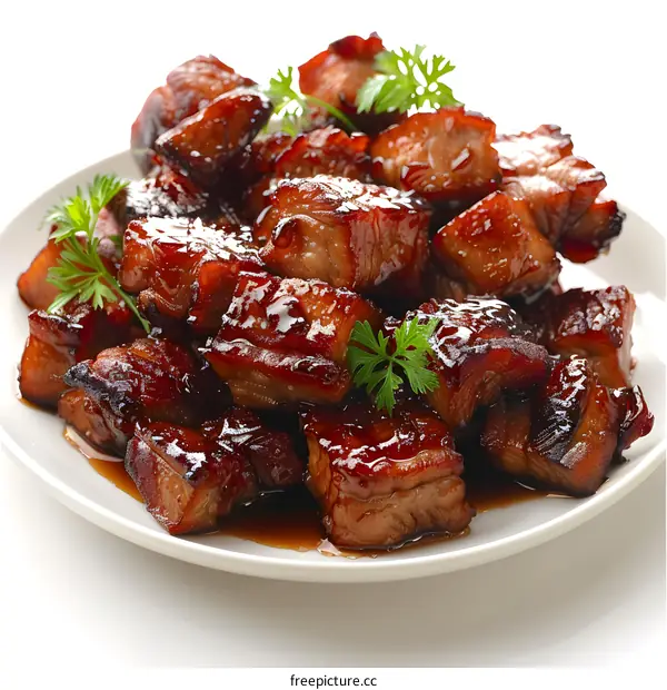 Delicious Braised Pork Belly on a Plate