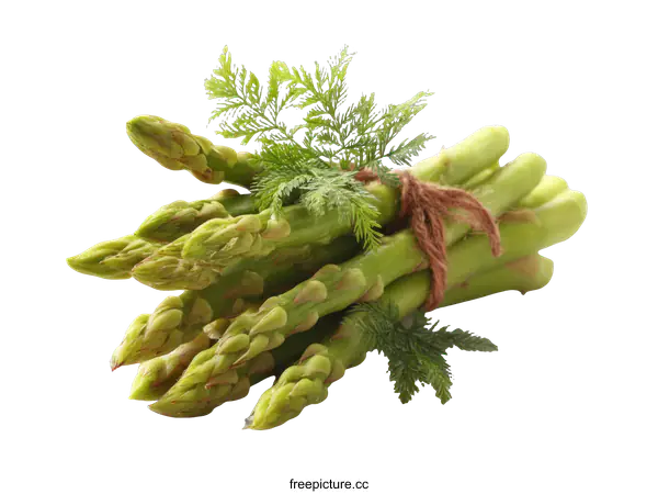 [Transparent Background PNG]Fresh Asparagus Bunch Close-up on White Background