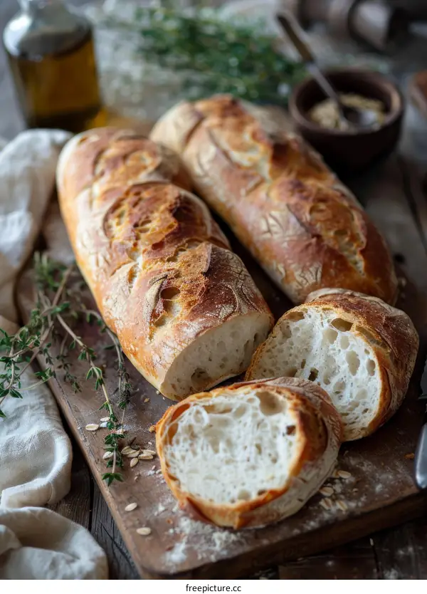 Loaf of bread on a wooden table